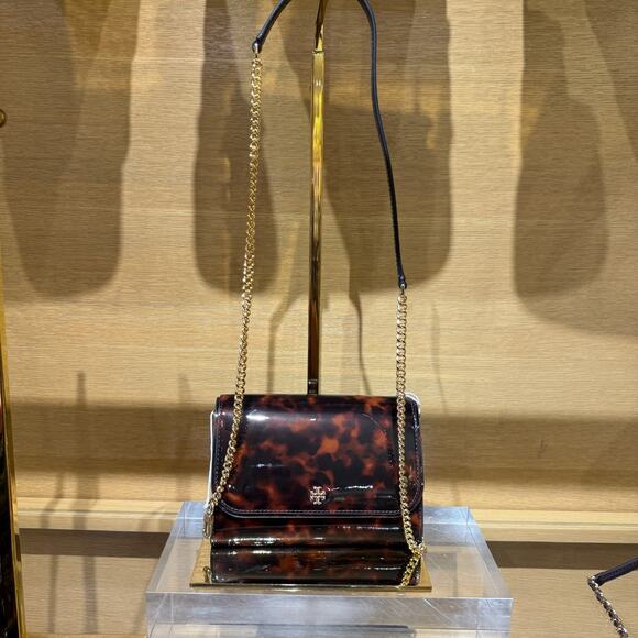 Best Price‼️Tory Burch Emerson Chain Wallet 165943 Tortoise $398 - Picture 9 of 11